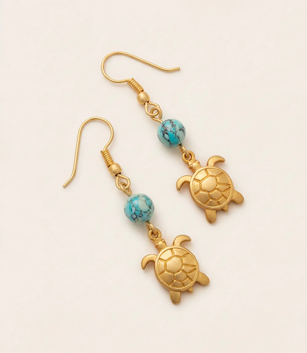 Sea Turtle Charm Earrings - Image 2