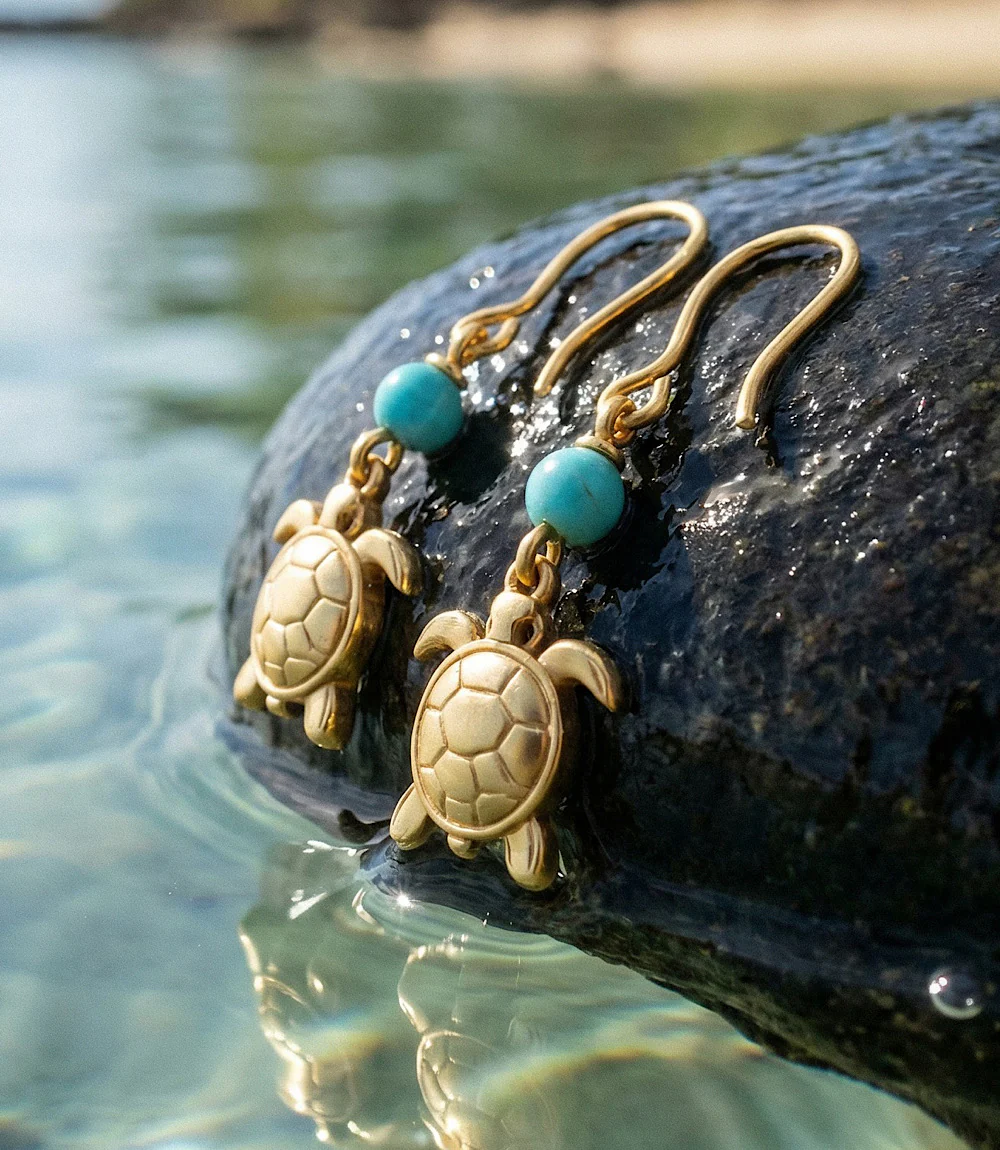 Sea Turtle Charm Earrings - Image 5