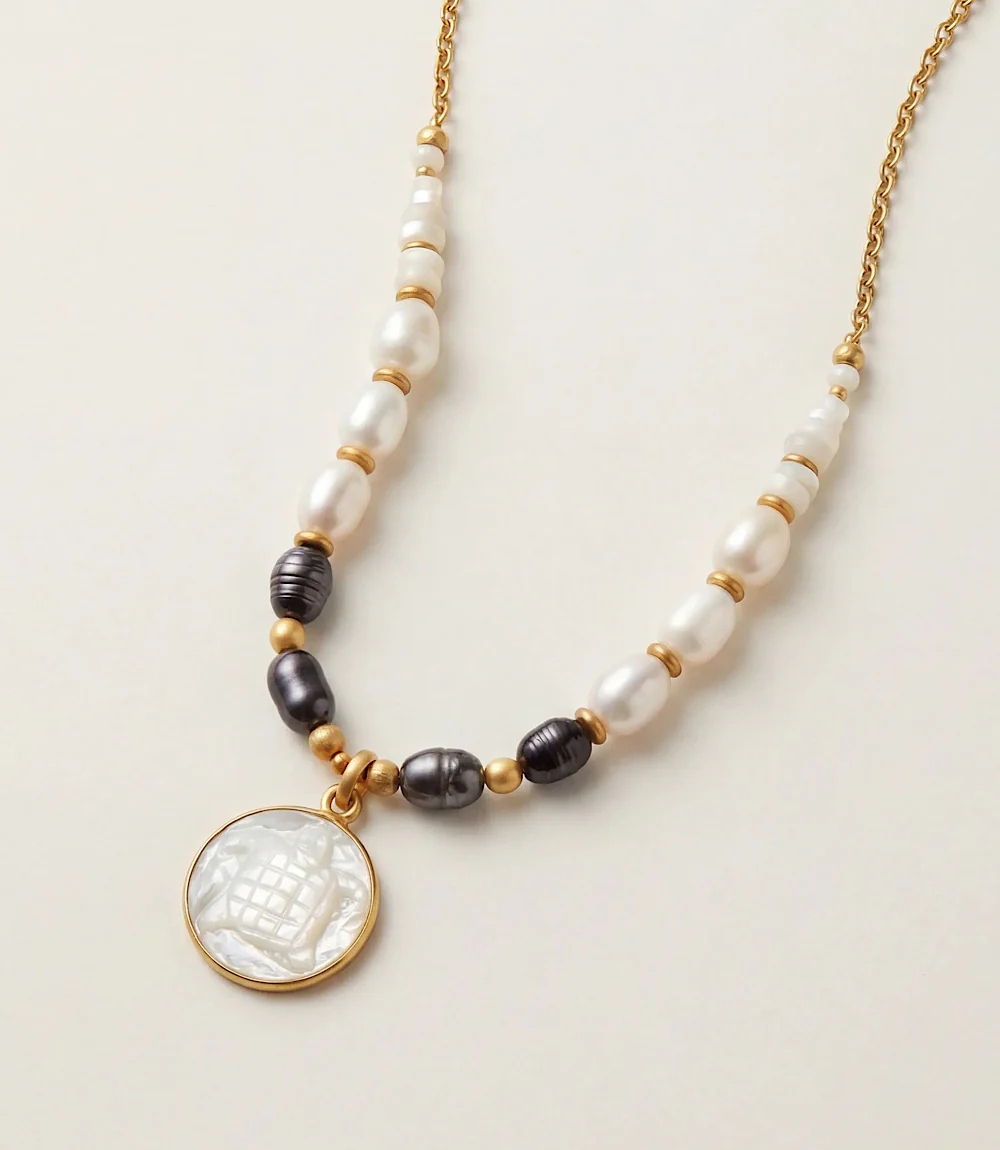 Sea Turtle Charm Mother Of Pearl Pendant Necklace - Image 2