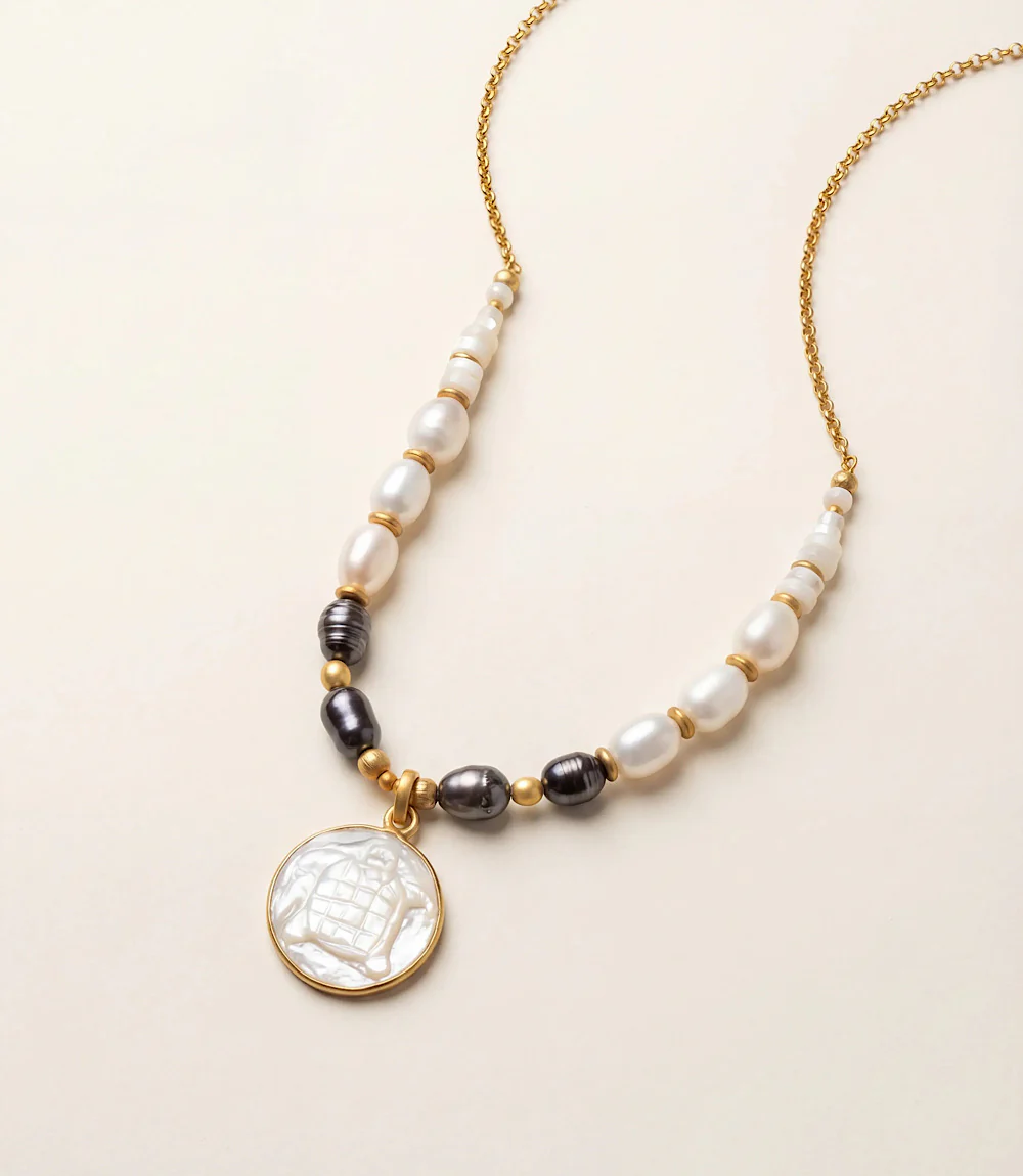 Sea Turtle Charm Mother Of Pearl Pendant Necklace - Image 3