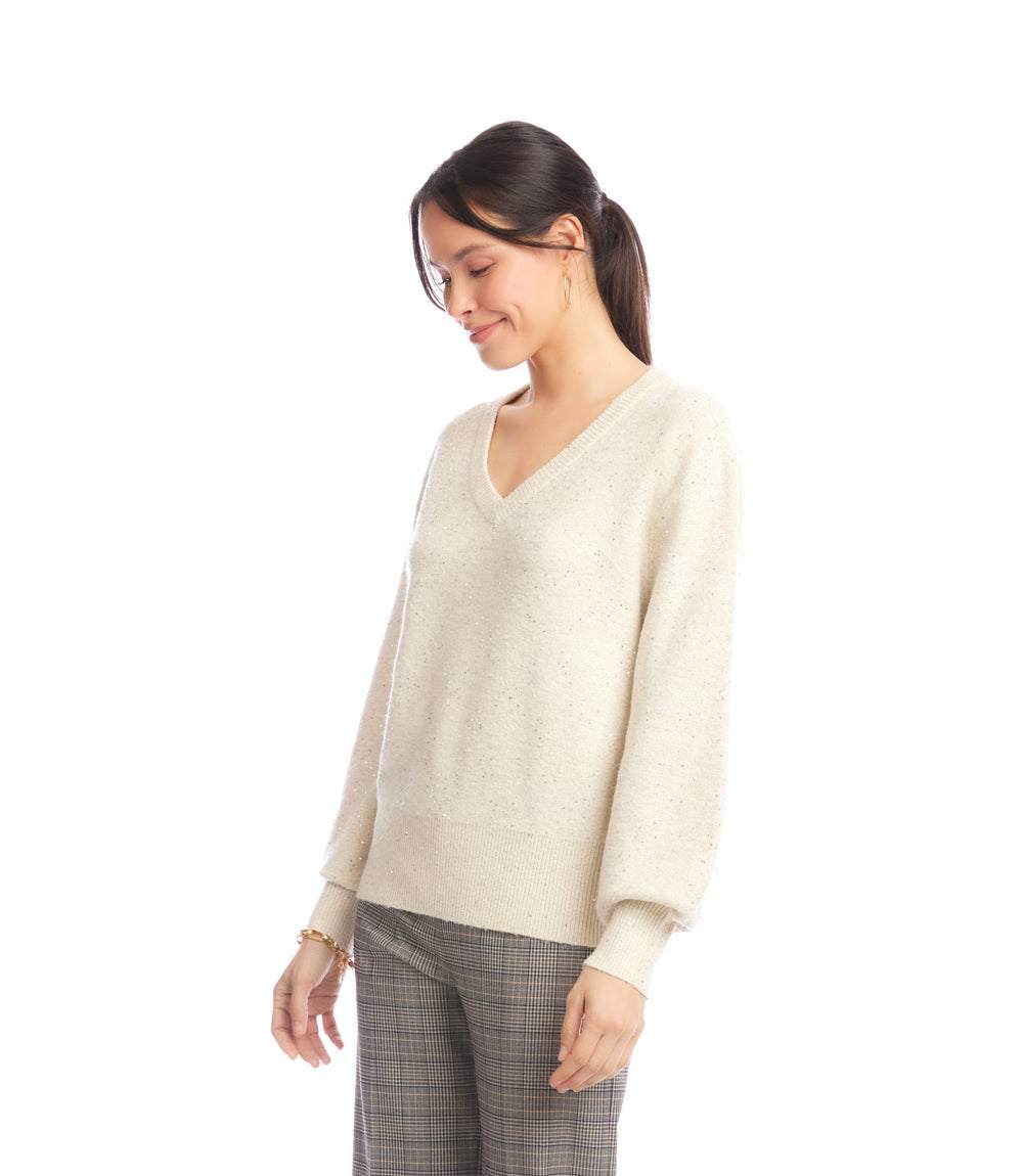 Sequin V-Neck Sweater - Image 3