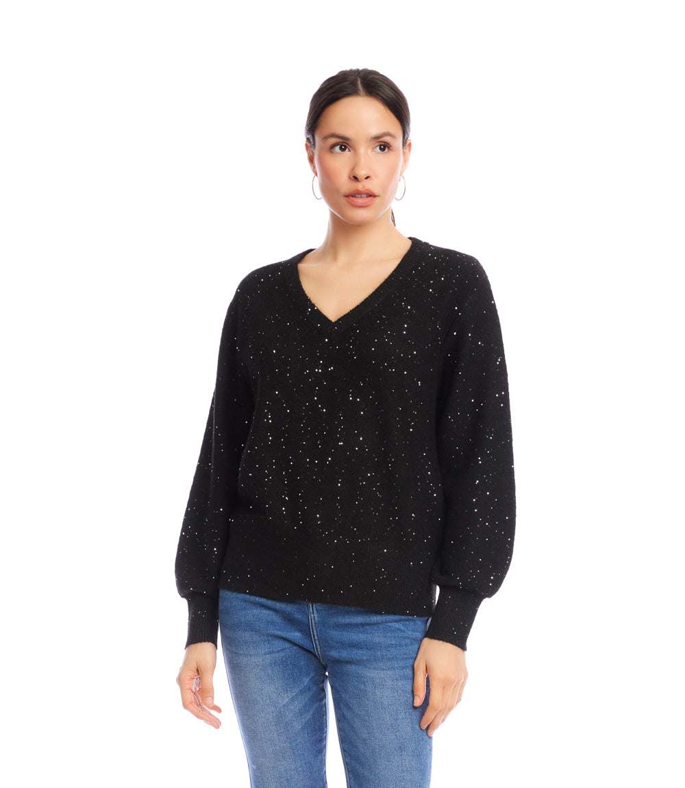 Sequin V-Neck Sweater - Image 4