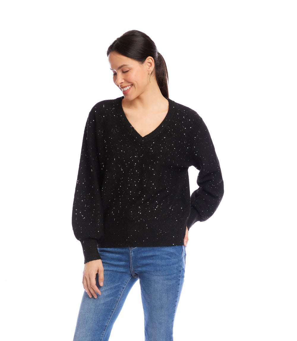 Sequin V-Neck Sweater - Image 5