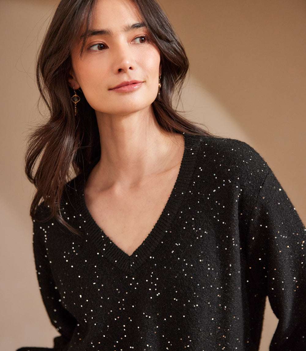 Sequin V-Neck Sweater - Image 7