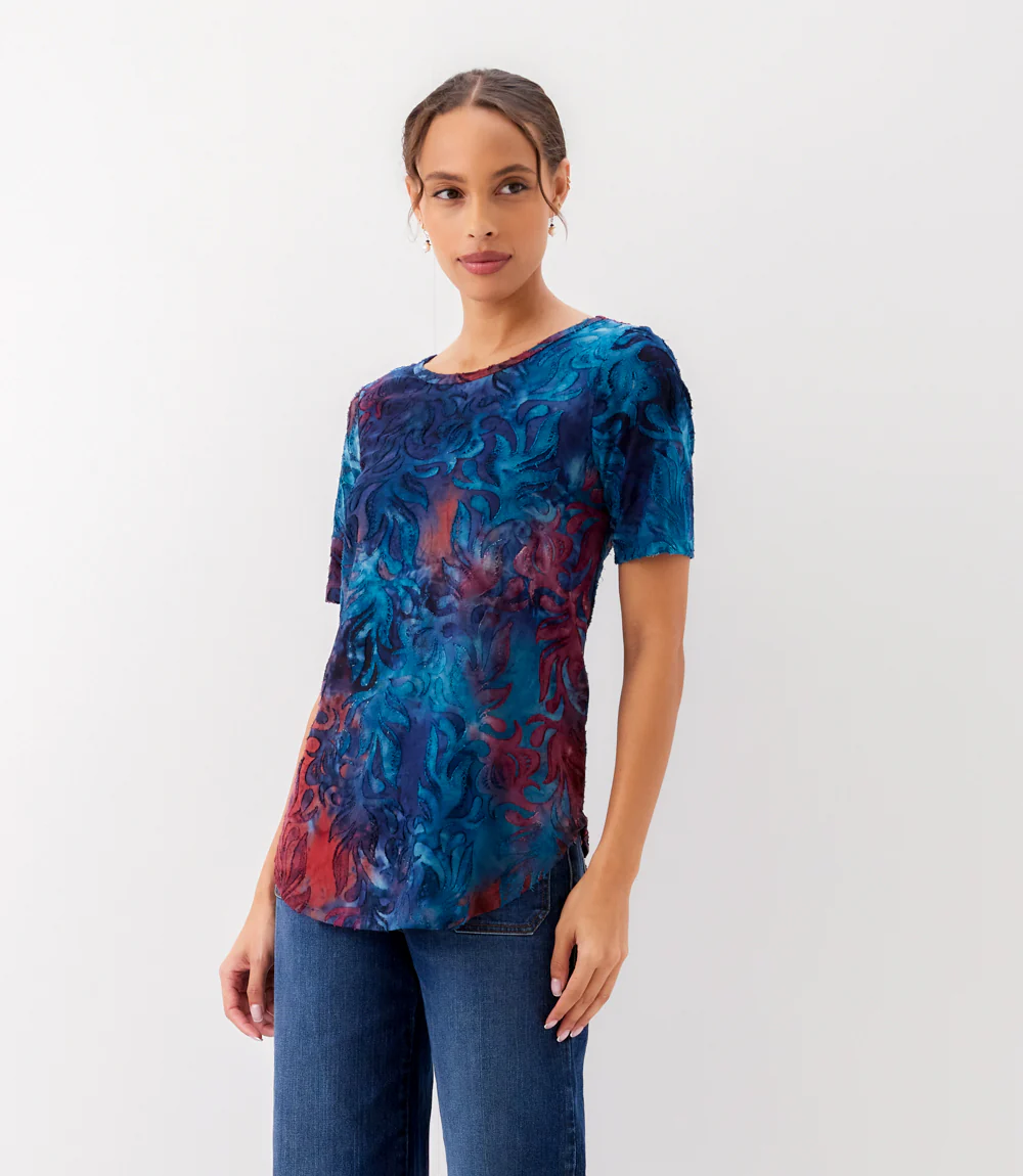 Short Sleeve Burnout Shirttail Top - Image 3