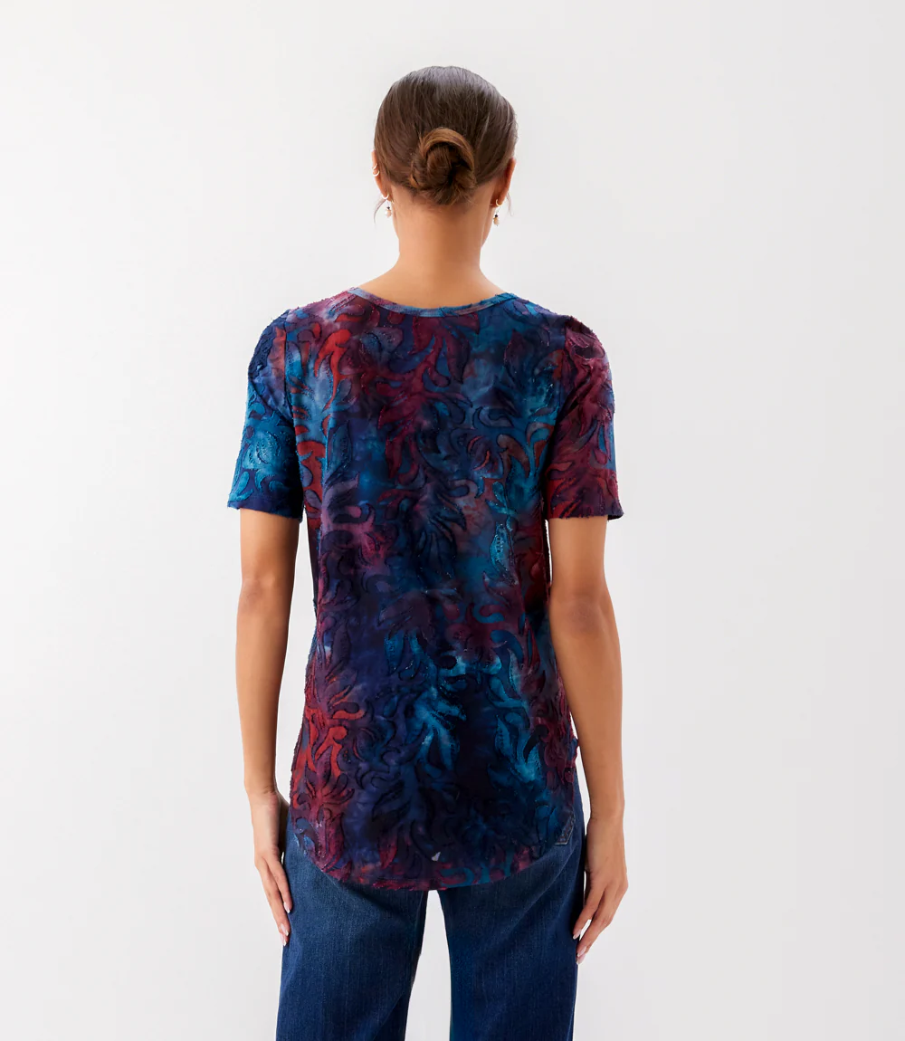 Short Sleeve Burnout Shirttail Top - Image 4