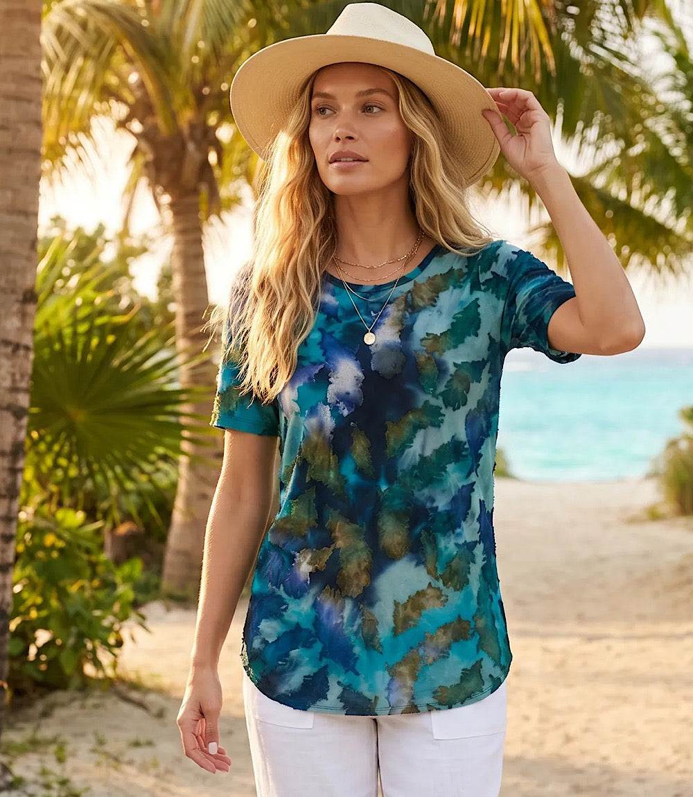 Short Sleeve Burnout Shirttail Top - Image 3