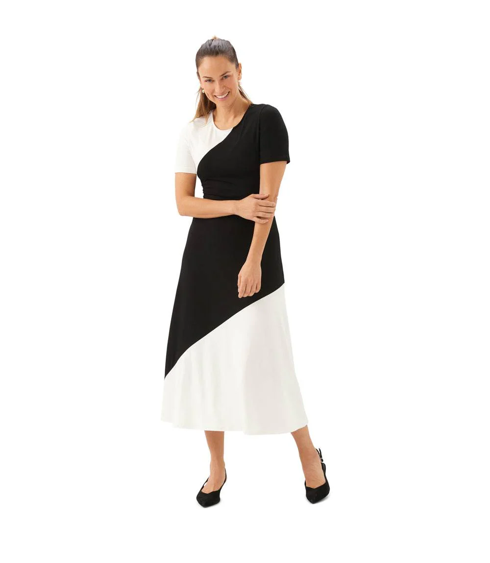 Short Sleeve Contrast Midi Dress - Image 2