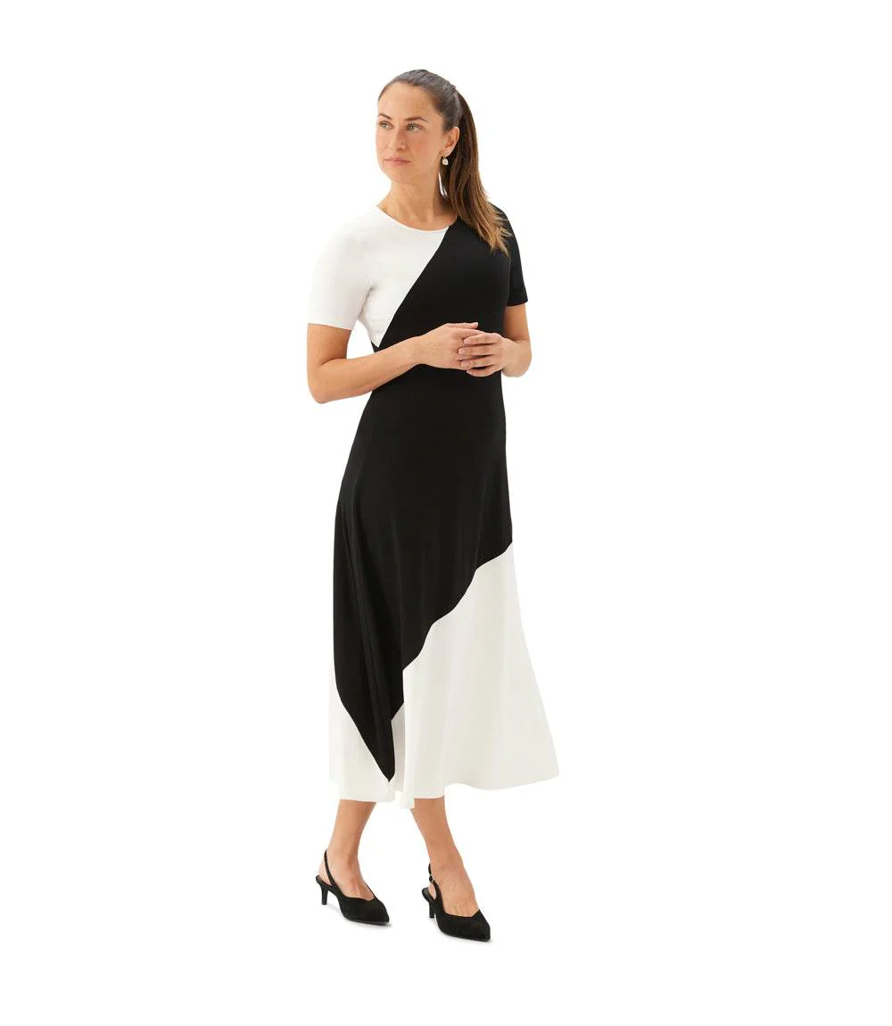 Short Sleeve Contrast Midi Dress - Image 3