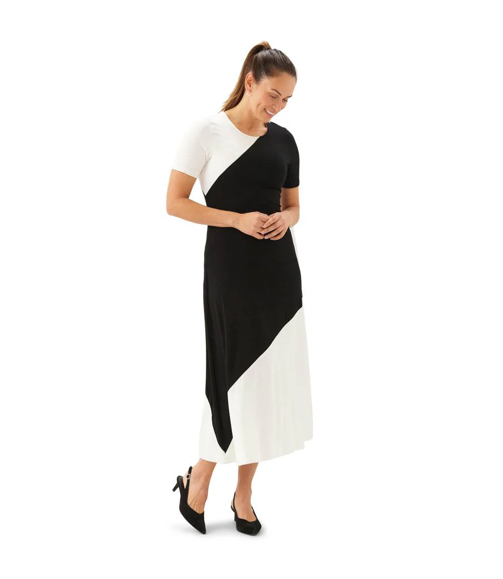 Short Sleeve Contrast Midi Dress - Image 4