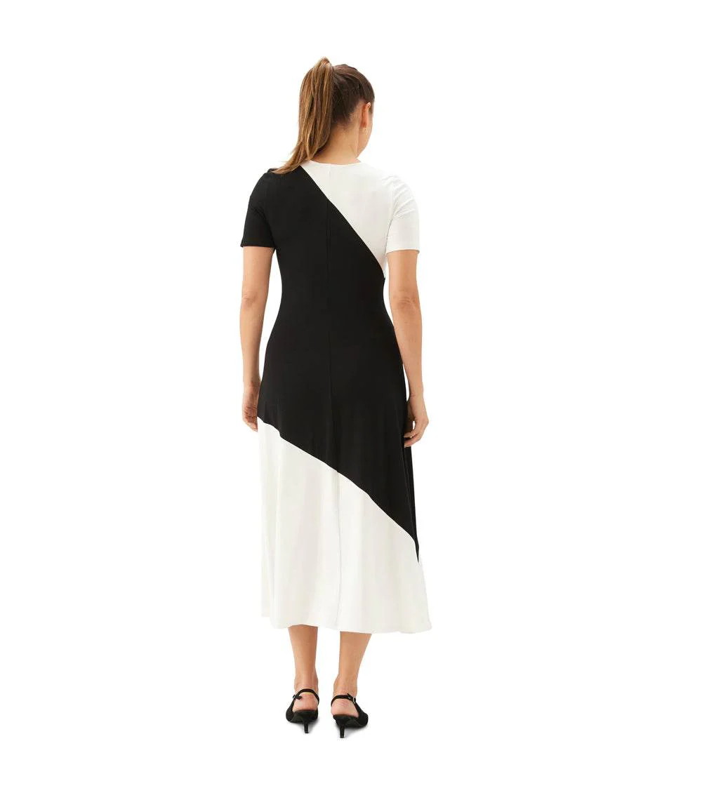 Short Sleeve Contrast Midi Dress - Image 5