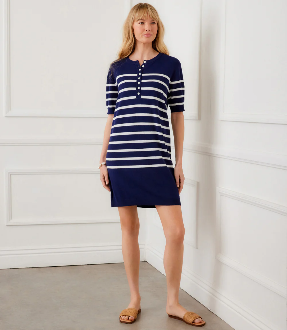 Short Sleeve Henley Sweater Dress - Image 10