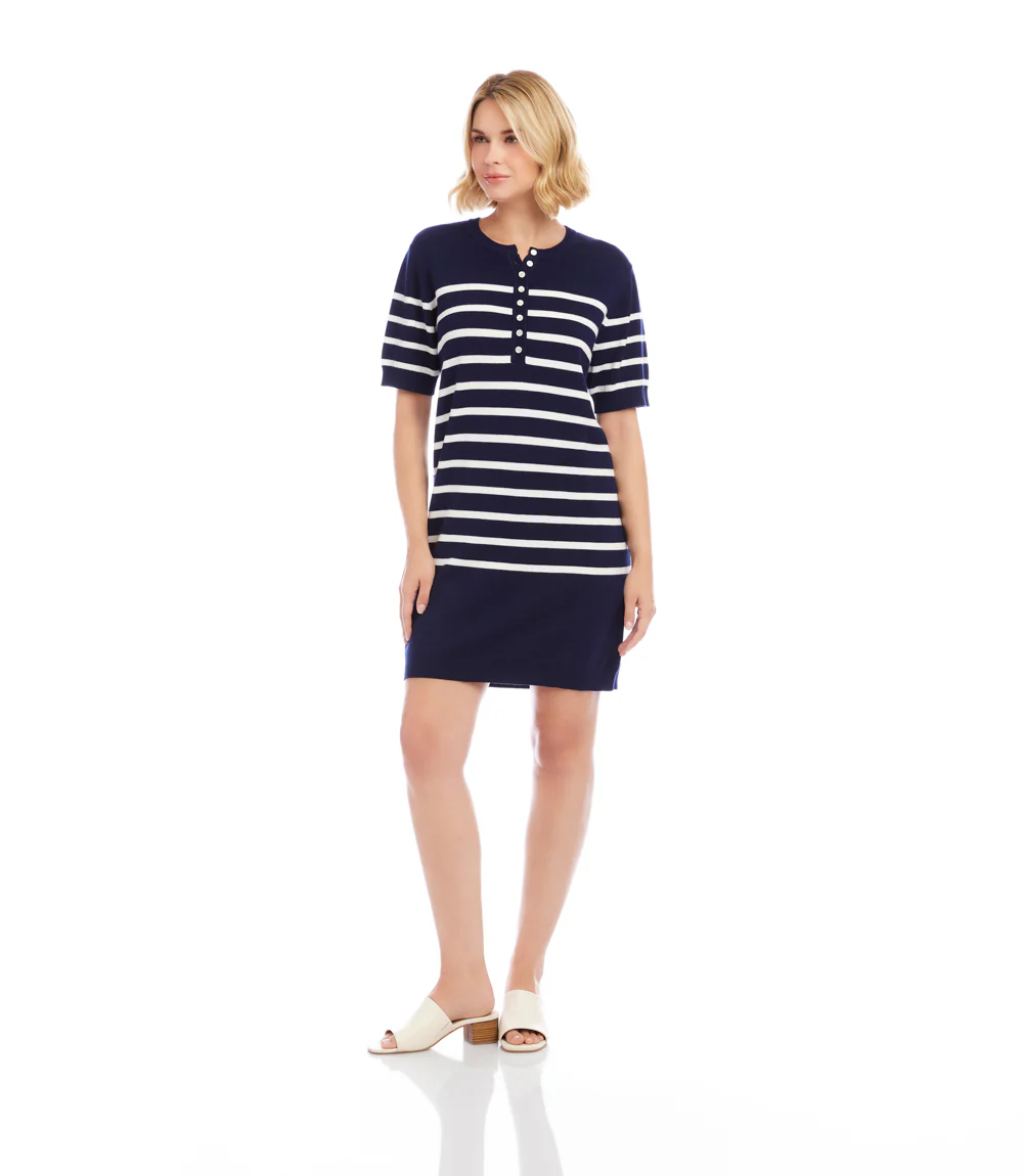 Short Sleeve Henley Sweater Dress - Image 7