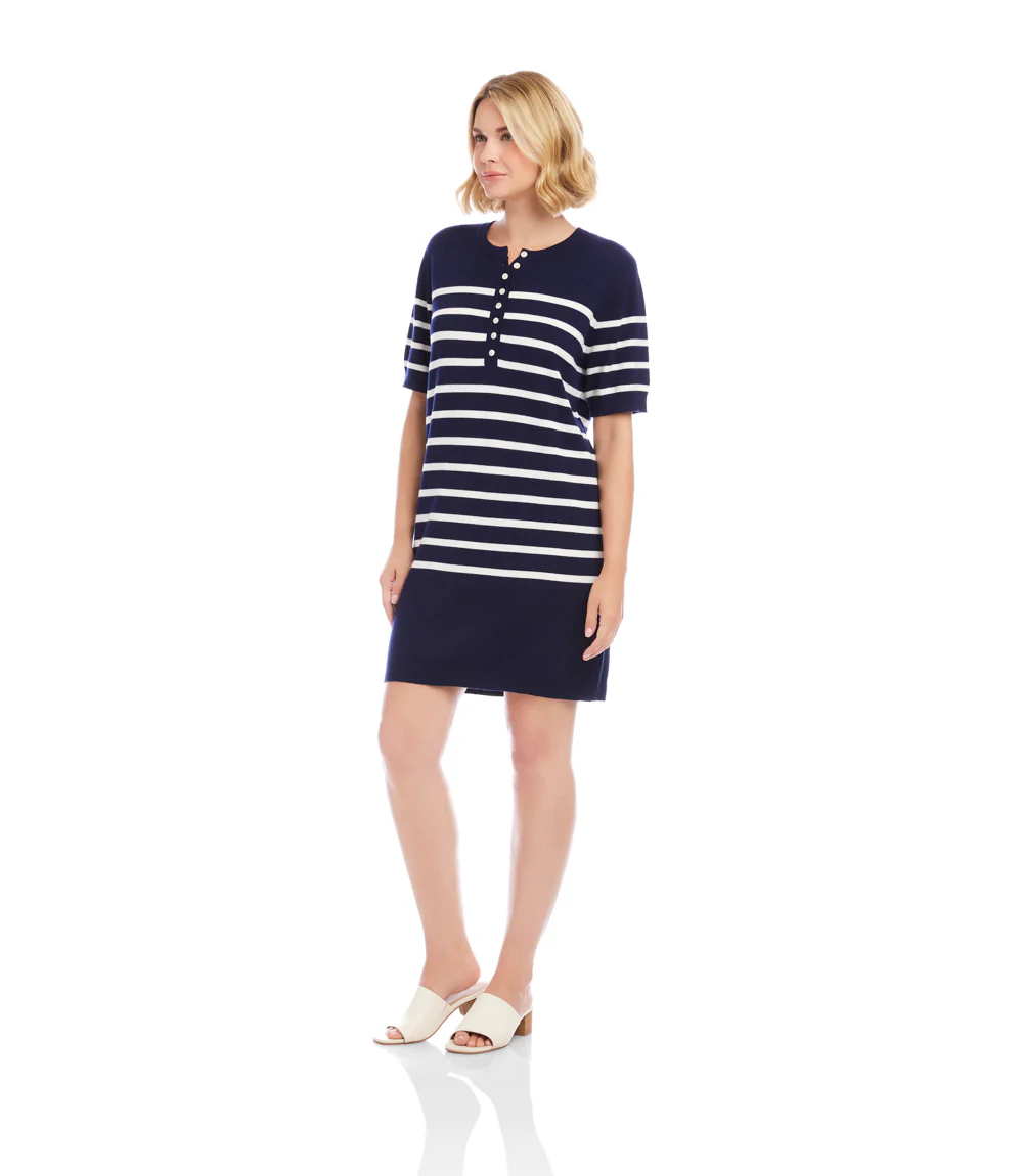 Short Sleeve Henley Sweater Dress - Image 8