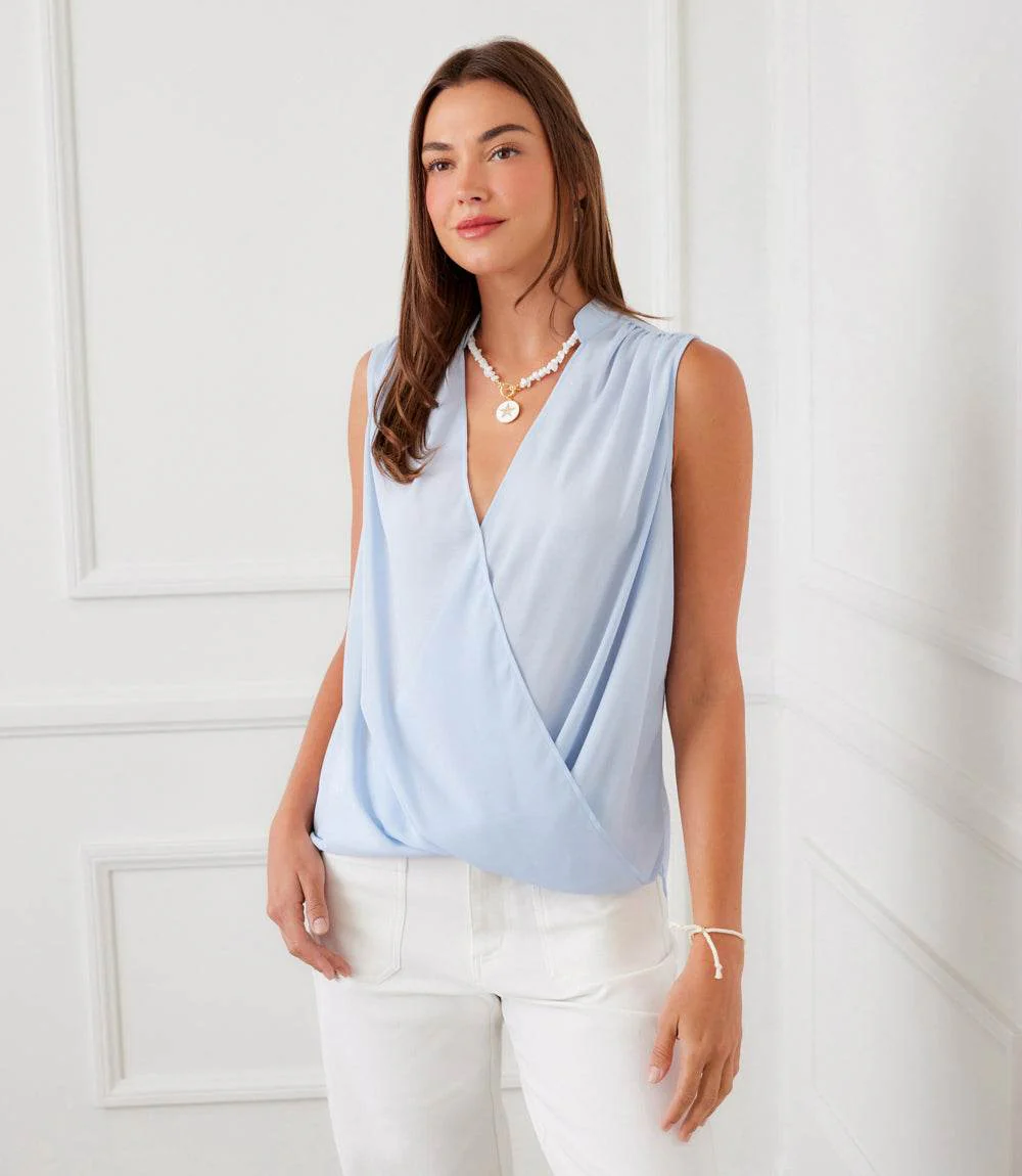 Sleeveless Drape Front Top - Image 2