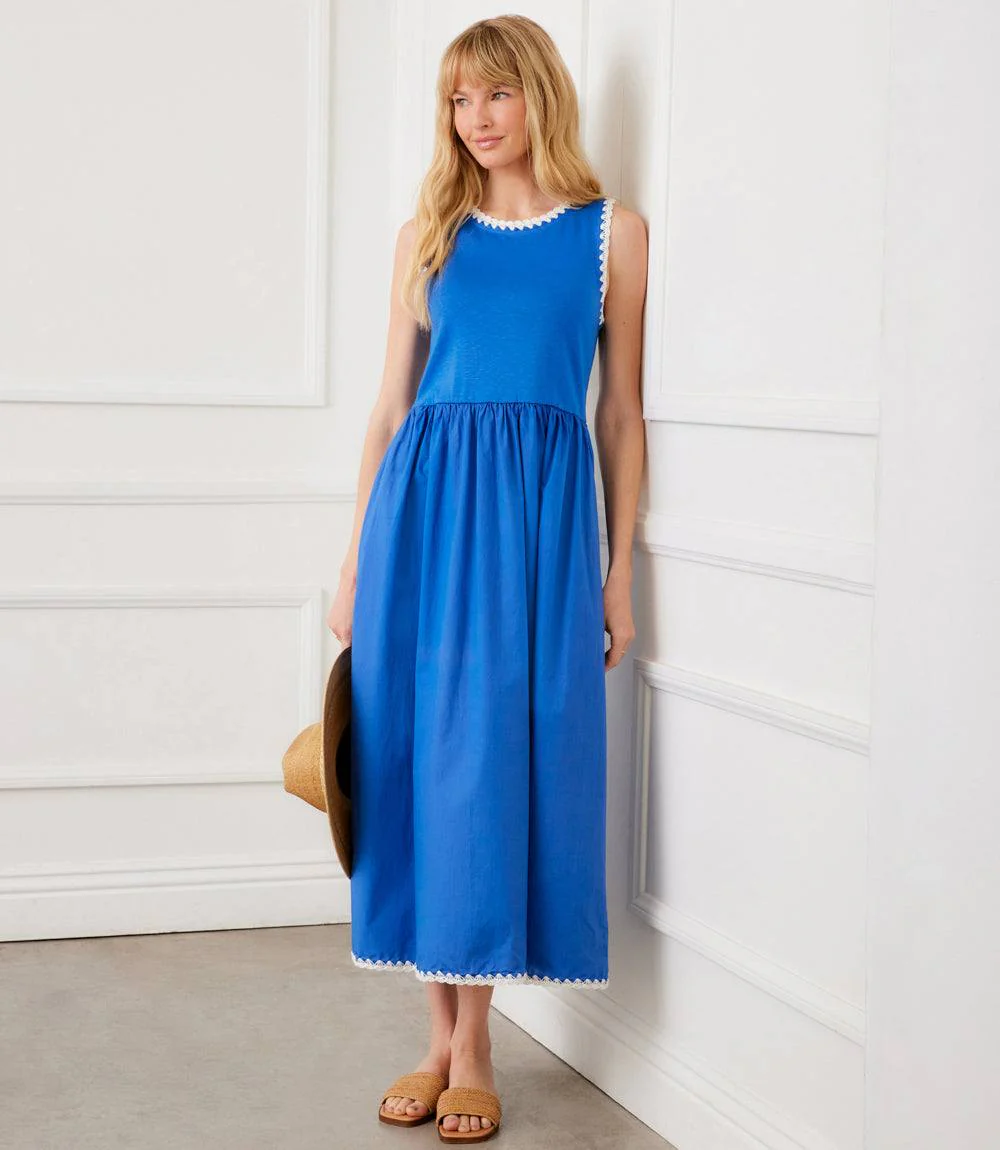 Sleeveless Edge Stitch Contrast Midi Dress - Image 2