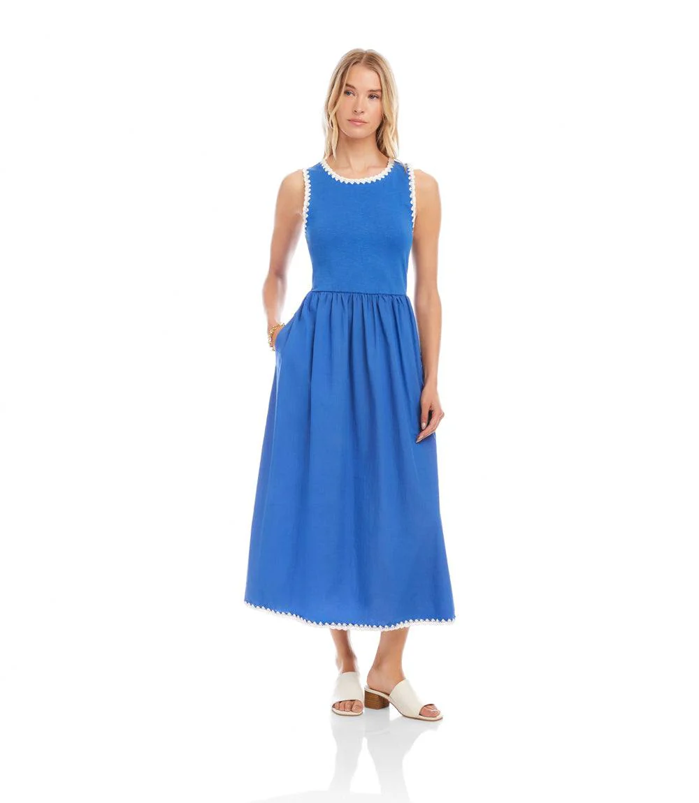 Sleeveless Edge Stitch Contrast Midi Dress - Image 3