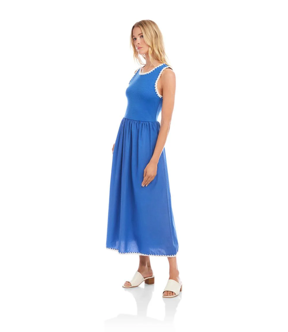 Sleeveless Edge Stitch Contrast Midi Dress - Image 4