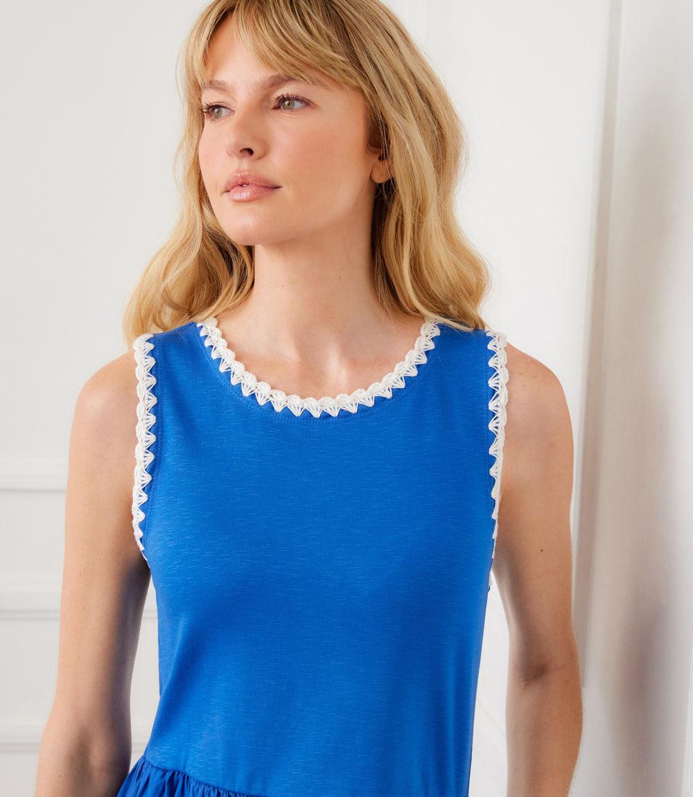 Sleeveless Edge Stitch Contrast Midi Dress - Image 7