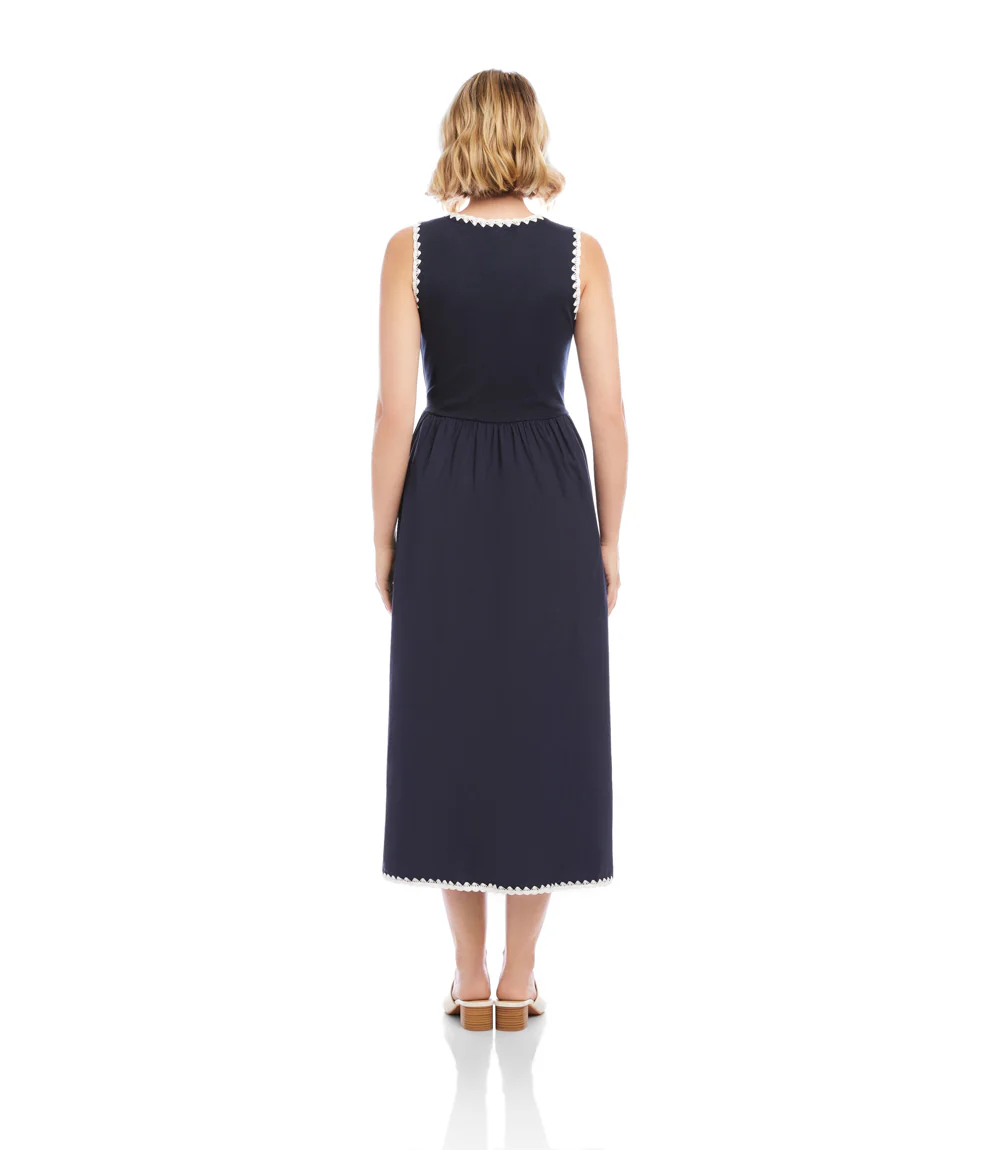 Sleeveless Edge Stitch Contrast Midi Dress - Image 6