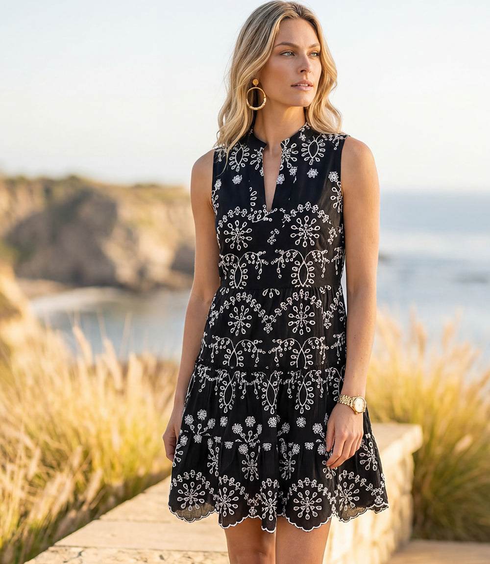 Sleeveless Eyelet Dress - Image 10