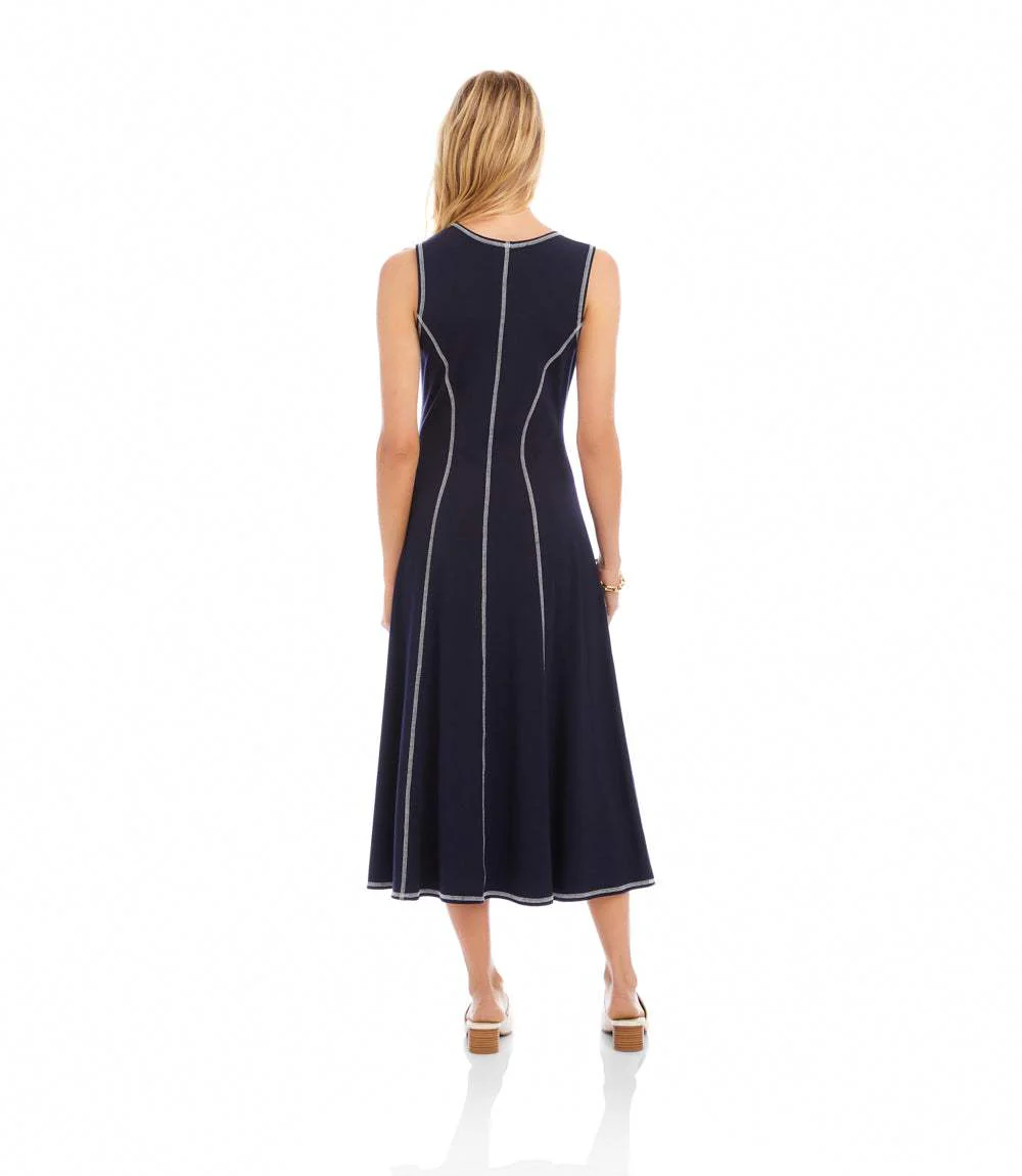 Sleeveless Stitch Detail Midi Dress - Image 5