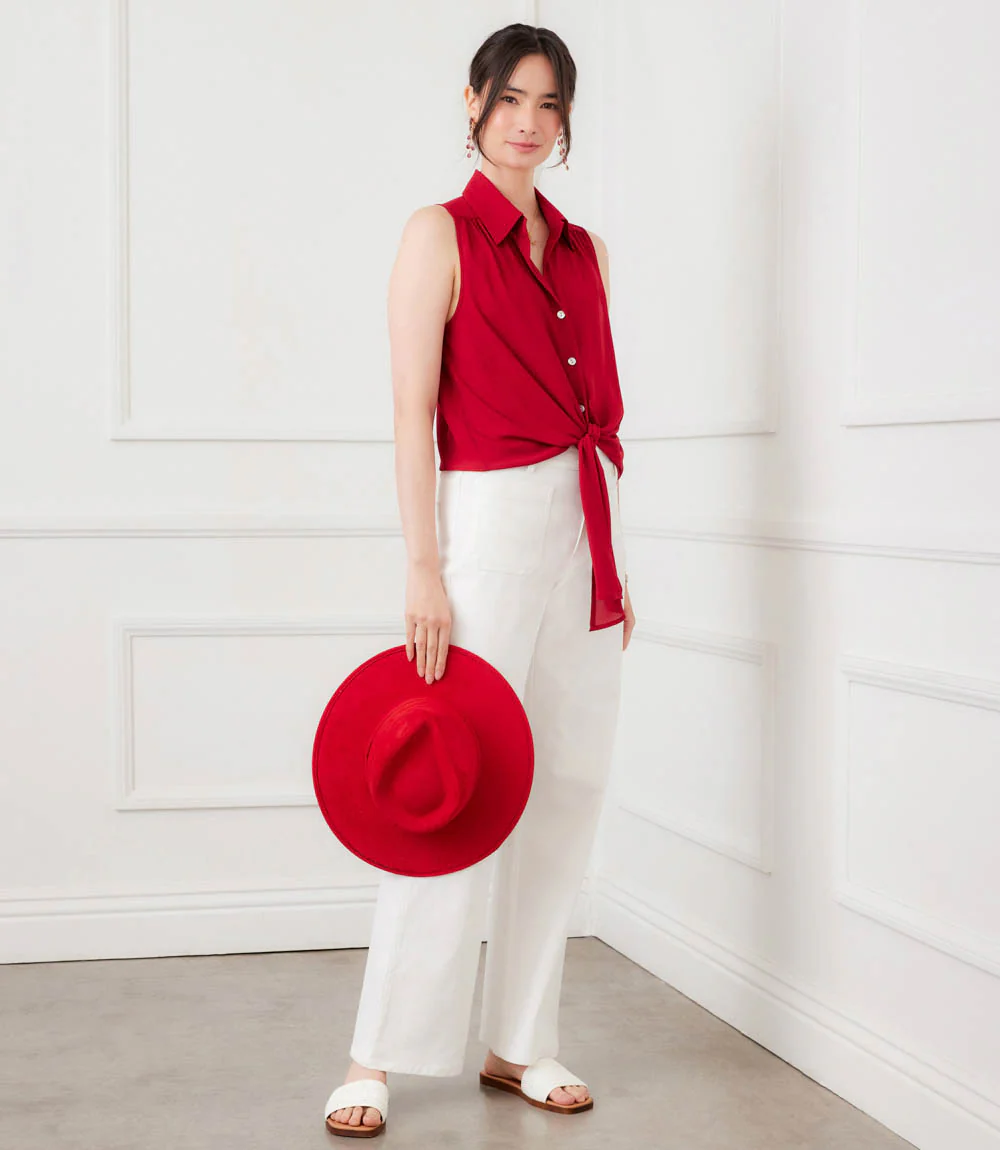 Sleeveless Tie-Front Top - Image 2