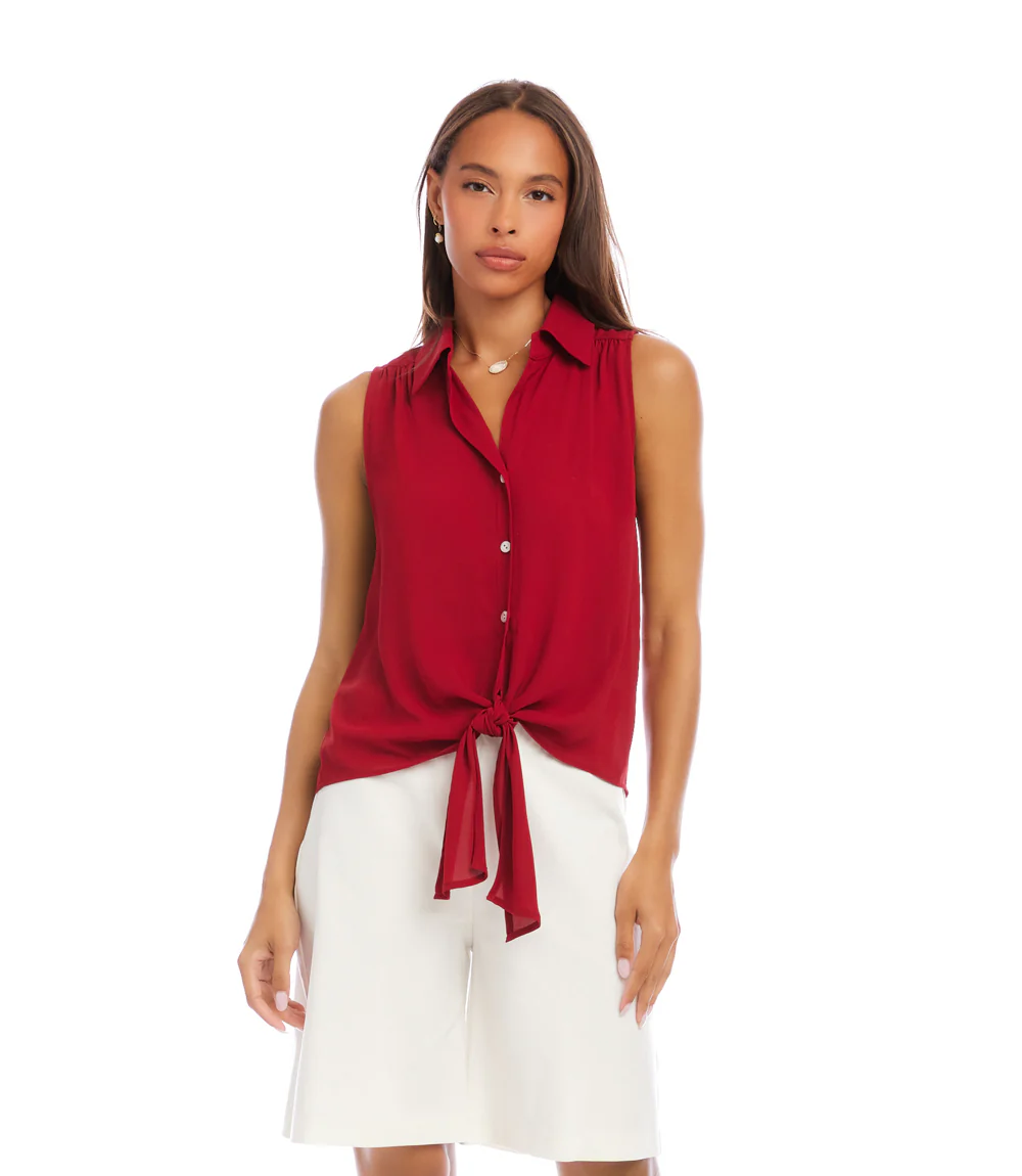 Sleeveless Tie-Front Top - Image 3