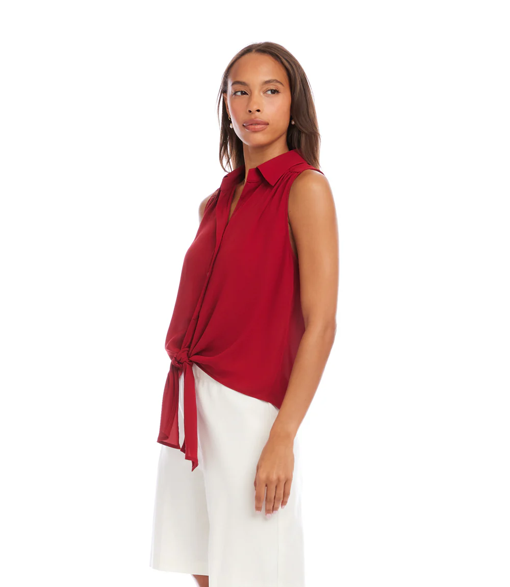 Sleeveless Tie-Front Top - Image 4