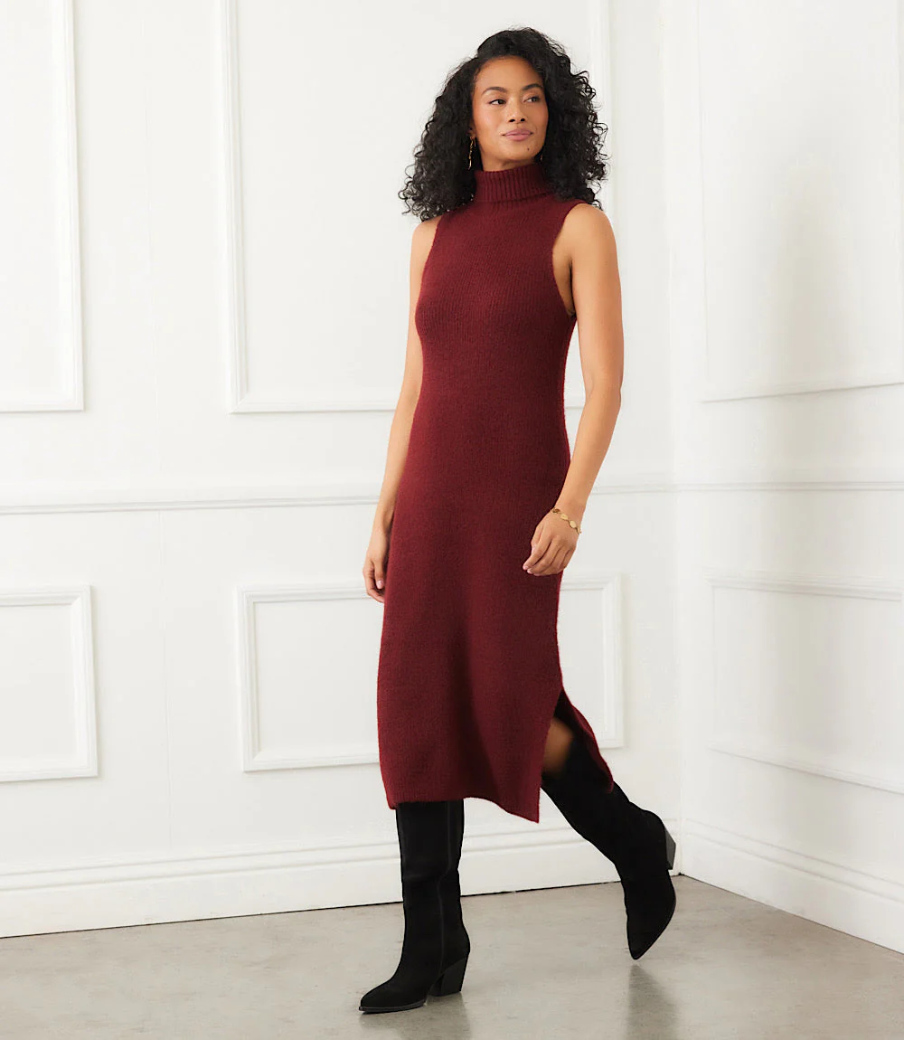 Sleeveless Turtleneck Sweater Dress