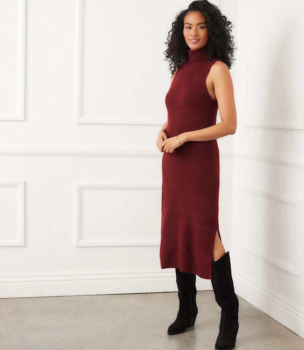 Sleeveless Turtleneck Sweater Dress - Image 5
