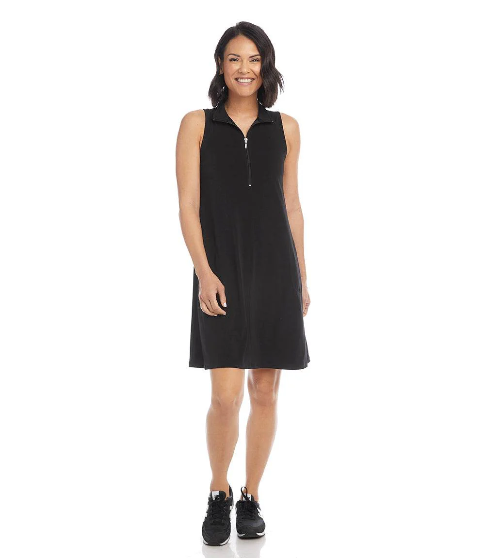 Sleeveless Zip-Up Travel Jersey Dress - Image 3
