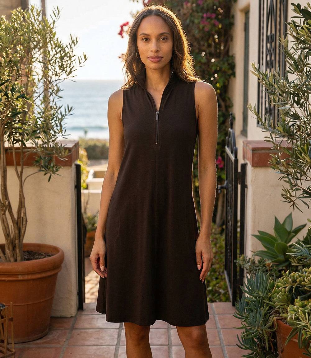 Sleeveless Zip-Up Travel Jersey Dress - Image 4
