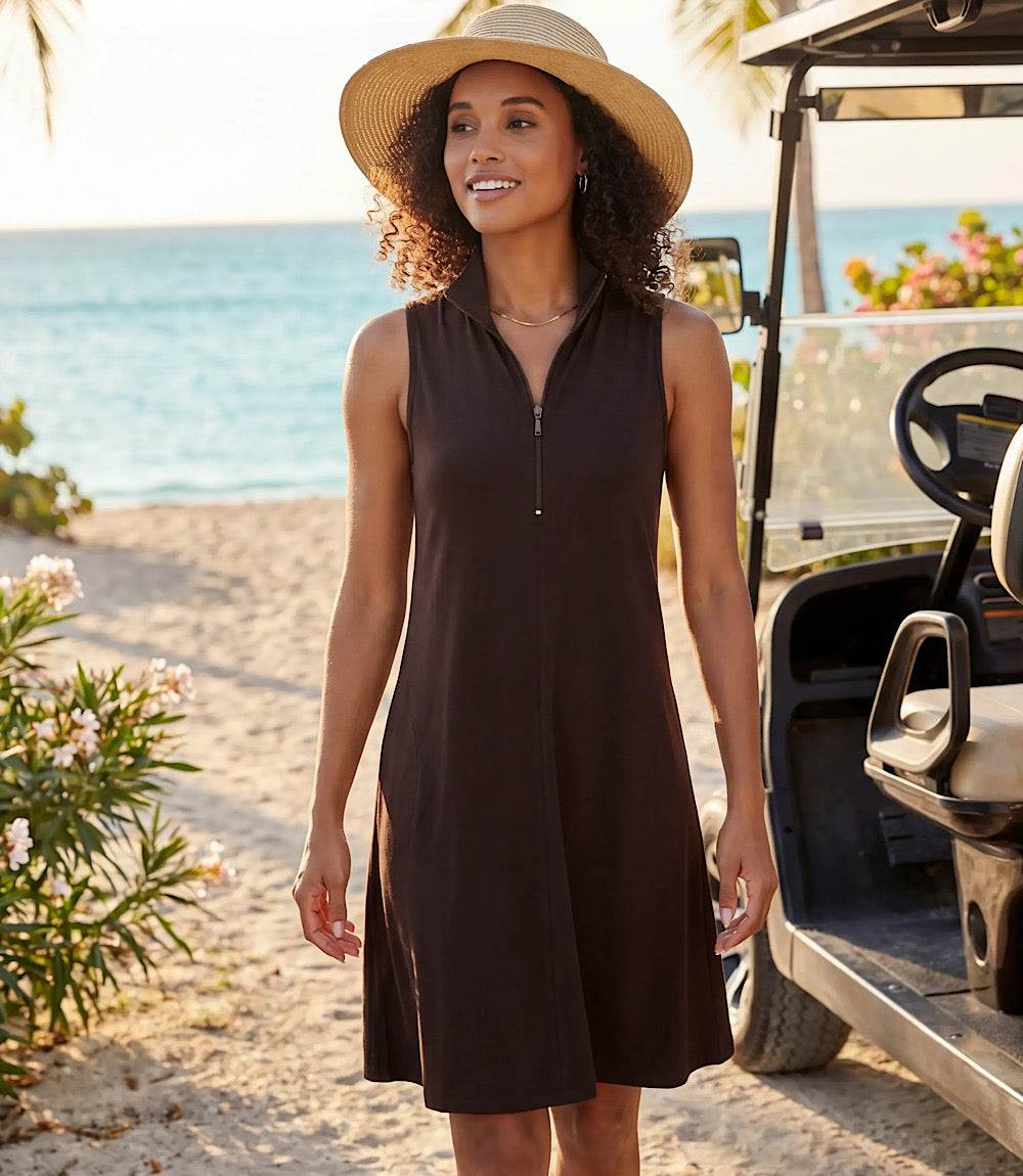 Sleeveless Zip-Up Travel Jersey Dress - Image 6
