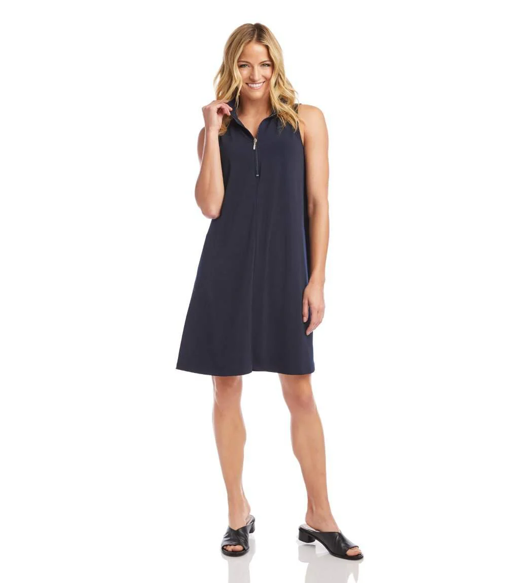 Sleeveless Zip-Up Travel Jersey Dress - Image 4