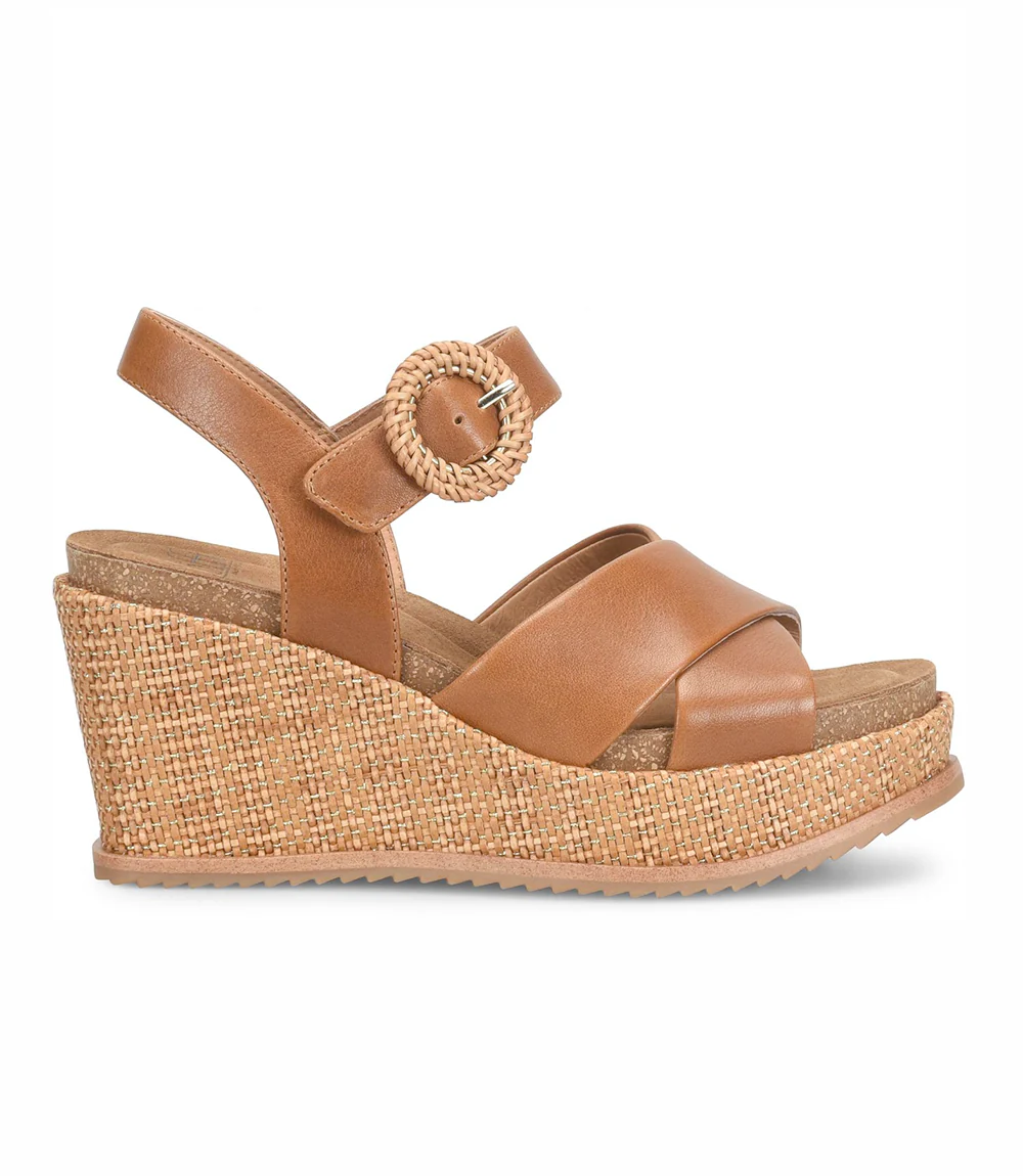 Sofft Dorathy Leather Raffia Wedge Sandals - Image 7