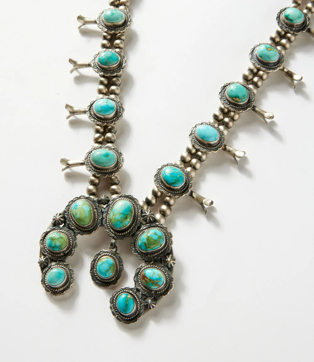 Sonoran Gold Turquoise Squash Blossom Necklace - Image 2