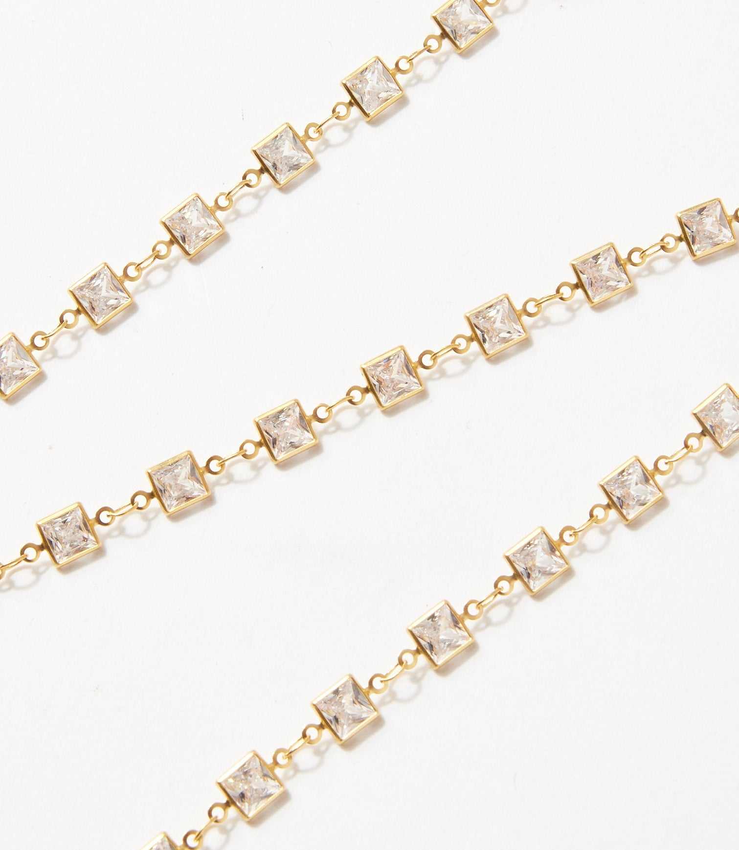 Square Crystal Chain Necklace