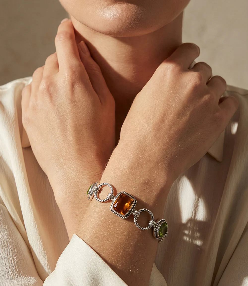 Sterling Silver Gemstone Link Bracelet - Image 3
