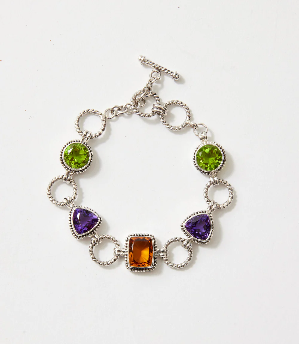 Sterling Silver Gemstone Link Bracelet - Image 4