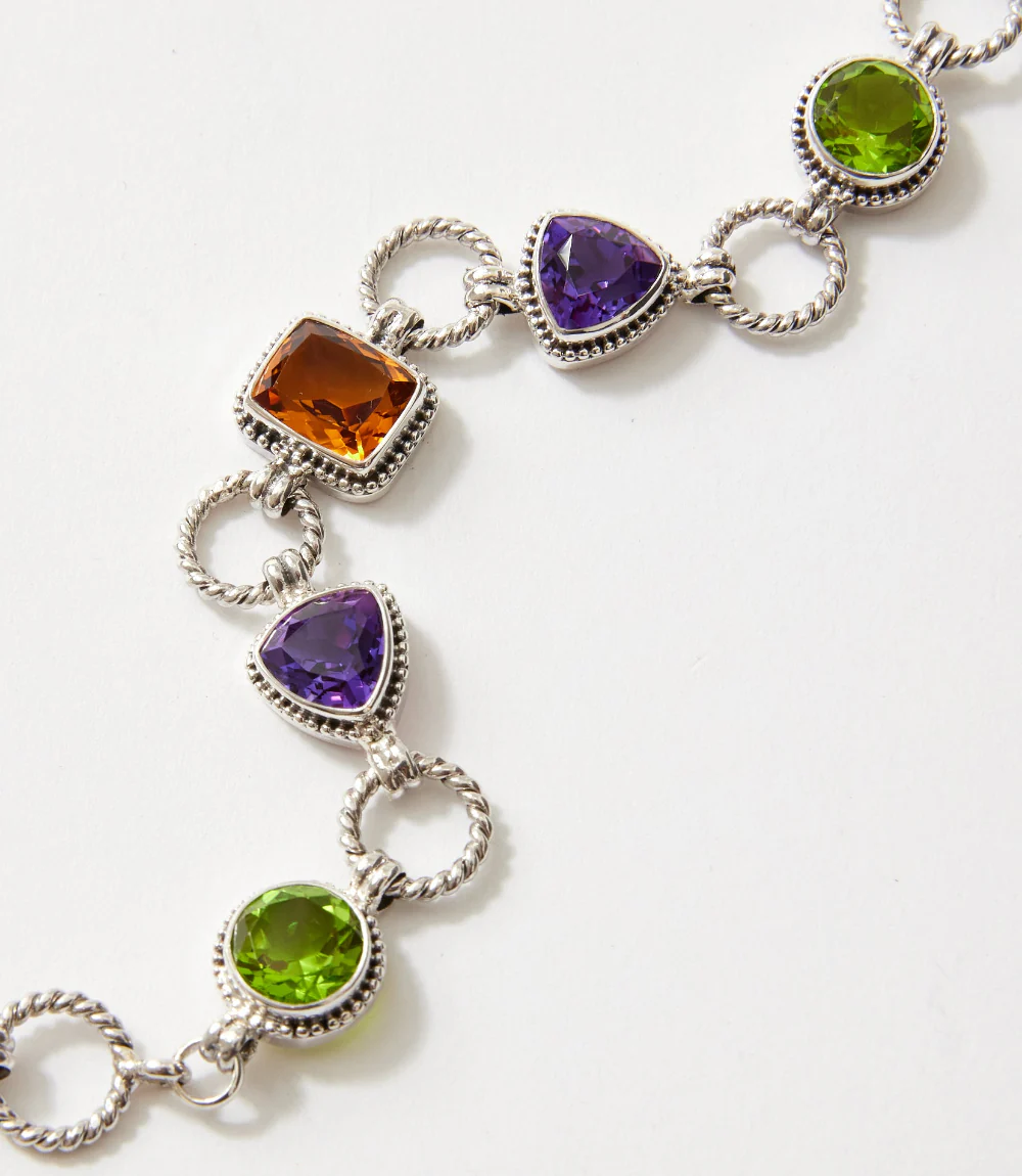 Sterling Silver Gemstone Link Bracelet - Image 6