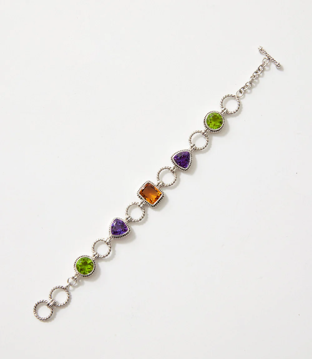 Sterling Silver Gemstone Link Bracelet - Image 7