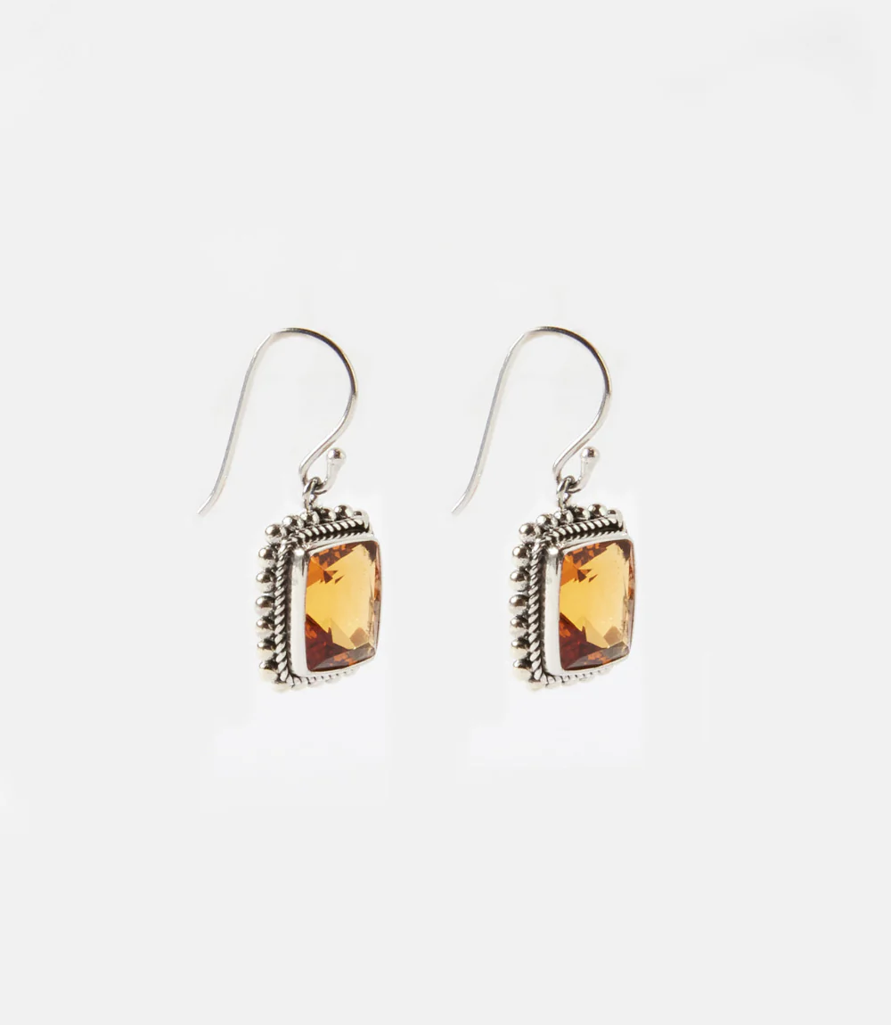 Sterling Silver Rectangular Gemstone Earrings - Image 4