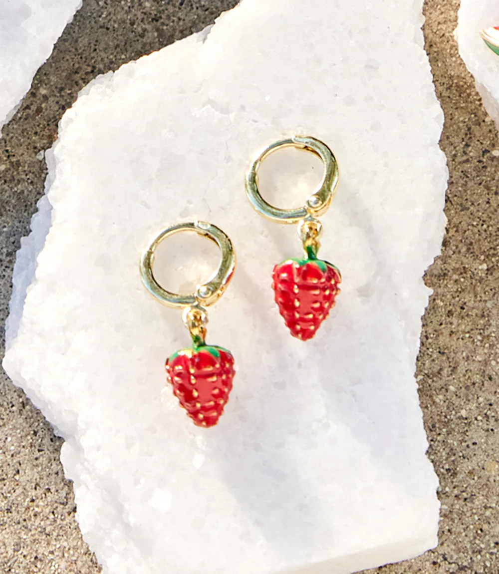 Strawberry Huggie Earrings - Image 2