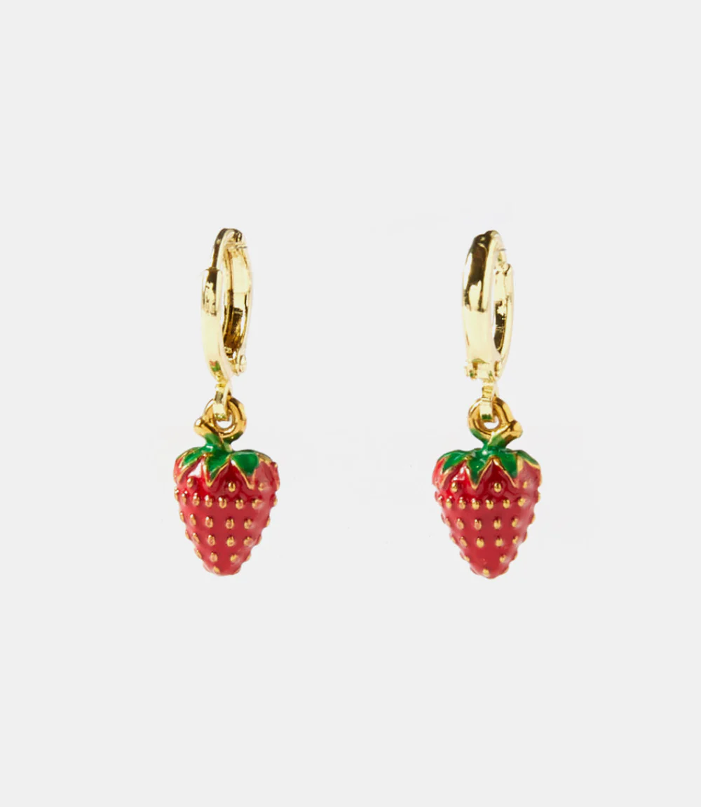 Strawberry Huggie Earrings - Image 4
