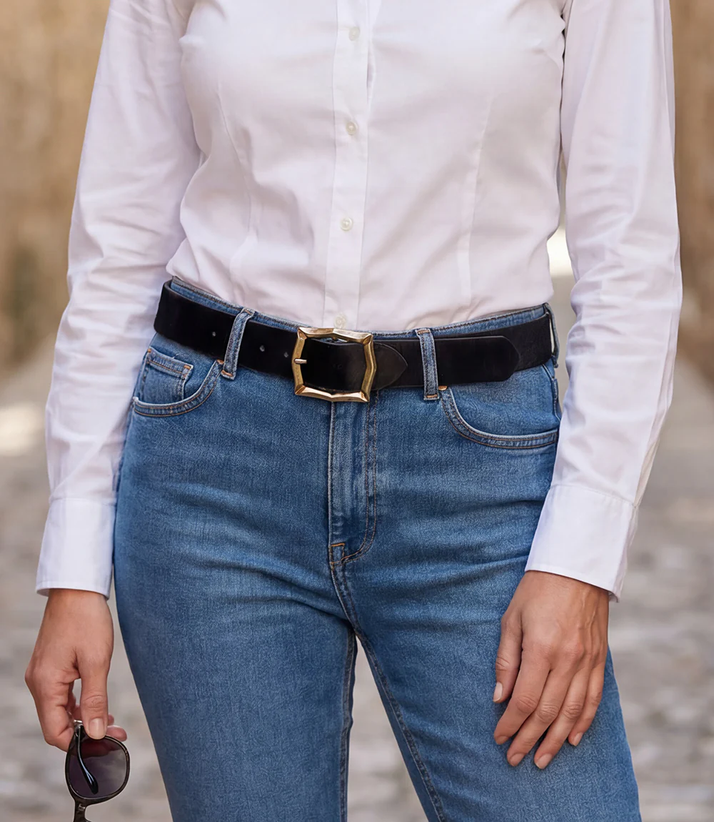 Streets Ahead Calf Hair Antique Buckle Belt - Image 3
