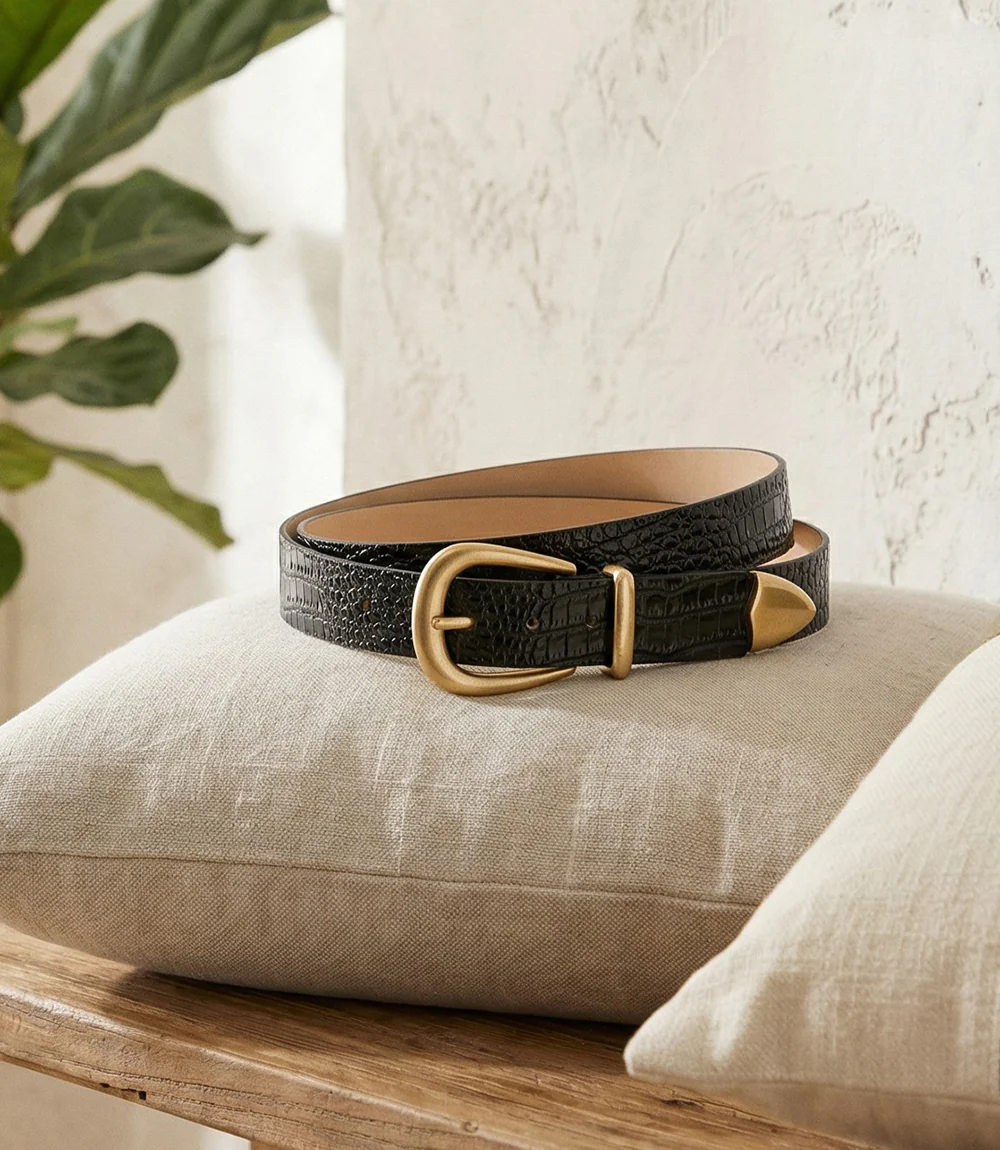 Streets Ahead Crocodile Leather Buckle Belt - Image 3