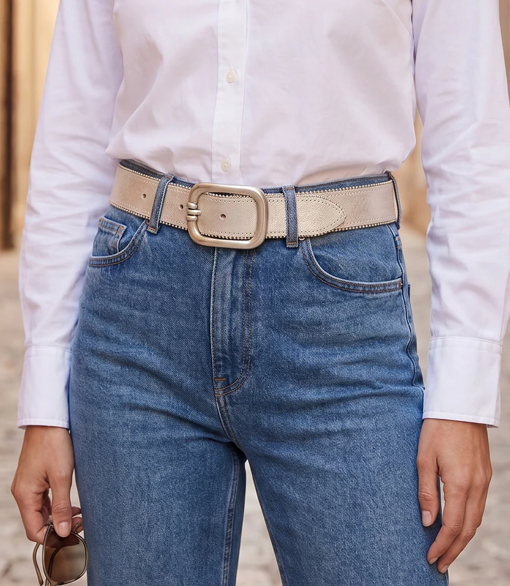 Streets Ahead Metallic Leather Rivet Trim Belt - Image 2