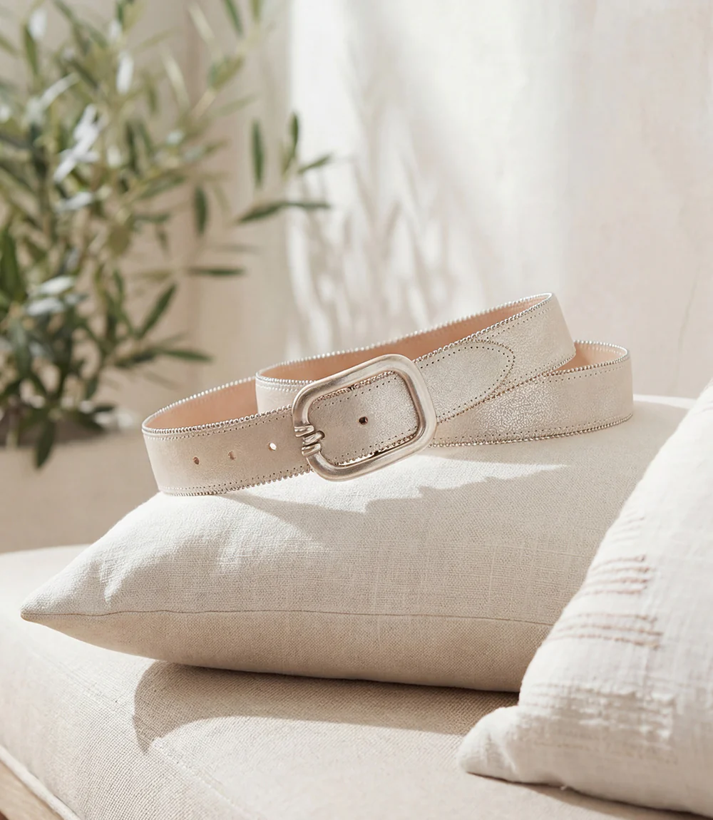 Streets Ahead Metallic Leather Rivet Trim Belt - Image 3