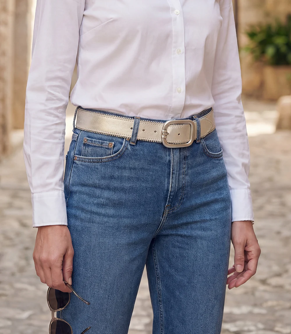 Streets Ahead Metallic Leather Rivet Trim Belt - Image 5
